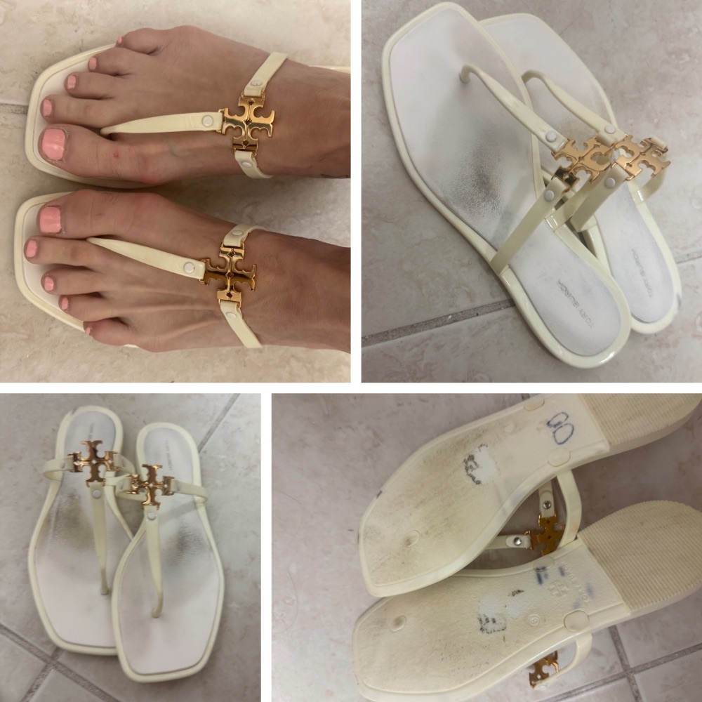 Tory Burch Gold and Cream Sandals